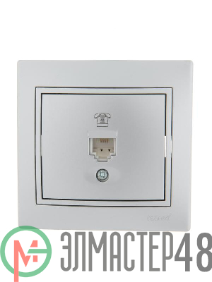 Розетка телефонная 1-м СП Мира RJ11 метал. сер. Lezard 701-1010-137
