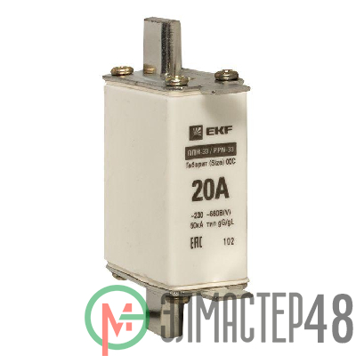 Вставка плавкая ППН-33 100/20А габарит 00C PROxima EKF fus-33/100/20
