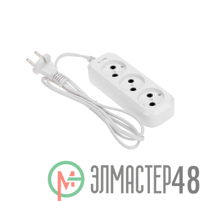 Удлинитель 3 гнезда 1.5м 2х0.75кв.мм б/з бел. PROCONNECT 13-4205