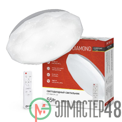 Светильник светодиодный COMFORT DIAMOND 55Вт 230В 3000-6500К 4400лм 330х80мм с пультом ДУ IN HOME 4690612035048
