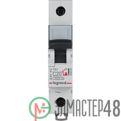Выключатель автоматический модульный 1п C 20А 6кА TX3 6000 1мод. 230/400В Leg 404029