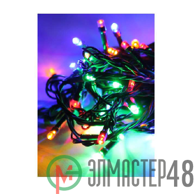 Гирлянда 10.8м 100LED зел. провод 8 режимов мигания IP20 мультиколор Космос KOC_GIR100LED_RGB