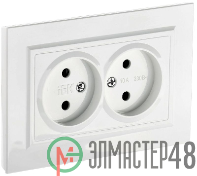 Розетка 2-м СП BRITE РС12-2-БрБ 10А в сборе без заземл. без защ. шторок бел. IEK BR-R20-10-K01-F