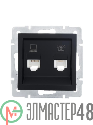 Розетка компьютерная + телефонная 1-м СП Vesna механизм черн. бархат LEZARD 742-4288-143