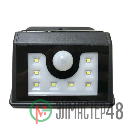 Светильник светодиодный настенный 8LED с датчиком движения и освещенности (фотореле) солнечная батарея Lamper 602-210