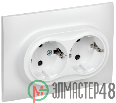 Розетка 2-м SKANDY 16А с заземл. защ. штроки в сборе SK-R07W арктич. бел. IEK SK-R24-16-K01-F