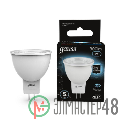 Лампа светодиодная Black D35х45 SMD MR11 3Вт 4100К бел. GU4 280лм 150-265В FROST Gauss 132517203