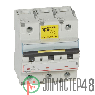 Выключатель автоматический модульный 3п C 80А 16кА DX3 10000 4.5мод. 400В Leg 409280