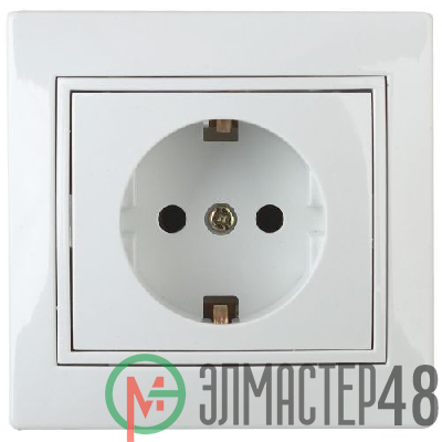 Розетка 1-м СП Plano 1-202-01 16А IP20 250В 2P+E Schuko бел. Intro Б0053874