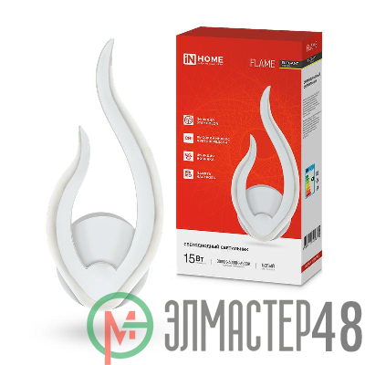 Светильник светодиодный ELEGANT FLAME STEP COLOR 15Вт 3000-6500К 1200лм 230В бел. IN HOME 4690612051437
