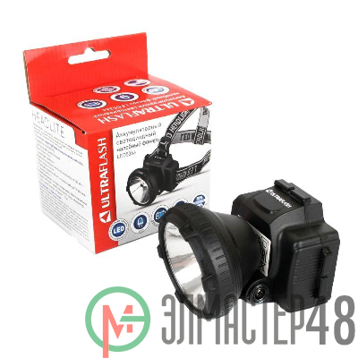 Фонарь налобный аккумуляторный LED 5366 (220В LED 2 режима; черн.) Ultraflash 11649