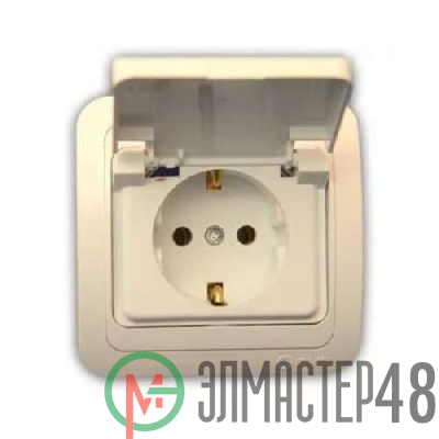 Розетка 1-м СП Mimoza 16А IP20 с крышкой крем./крем. Makel 25029