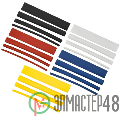 Набор трубок термоусадочных тонкостен. ТТУ 2/1; 4/2; 6/3; 8/4 (Ж; С; К; Ч; Б) 20х8см разноцвет. ИЭК UDRS-D2-D8-10-2