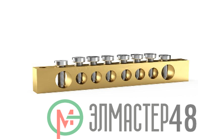 Шина PEN "земля-ноль" 6х9мм 8 отвер. латунь TOKOV ELECTRIC TKE-BSB-69-8-N/PEN
