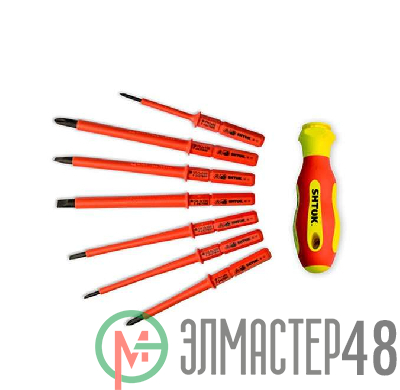 Набор отверток диэлектрических со сменными вставками 7+1 в кофре SHTOK 09345