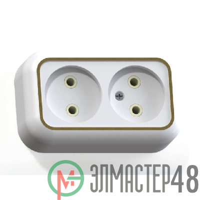 Розетка 2-м ОП Валентина 10А IP20 РА10-382 бел. /зол. Кунцево 5417