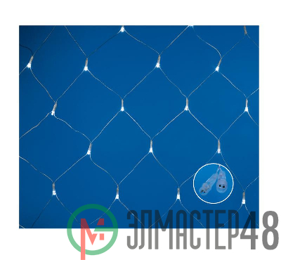 Сетка LED с эффектом мерцания ULD-N1515-96/TTK WHITE IP44 1.5х1.5м соедин. 96 диодов бел. свет провод прозр. Uniel UL-00007219
