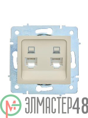 Розетка компьютерная 2-м СП ASTI IP20 RJ45 механизм крем. LEZARD 7081-0388-141