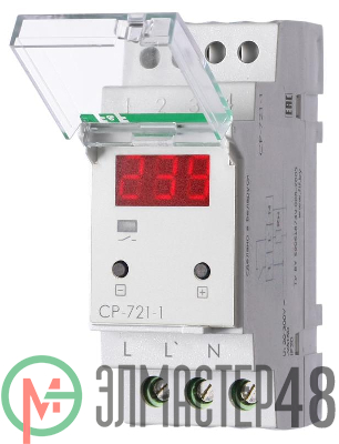 Реле напряжения CP-721-1 (однофазное; цифровая индикация; напряжение питания 50-450В контакт 1NO 63А встроен. таймер регистрация аварий в памяти индикация текущего напряжения) (аналог УЗМ) F&F EA04.009.013
