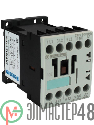 Контактор электромагнитный 3RT1015-1AP01 3п 7А AC-3 3кВт/400В 1НО 230В АС 50/60Гц типоразмер S00 винтовые клеммы IP20 Электротехник ET014833