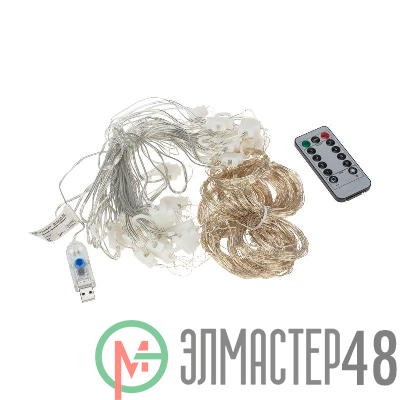 Гирлянда "Светодиодный дождь" из росы 6х3м USB+пульт управления теплый бел. Neon-Night 315-996