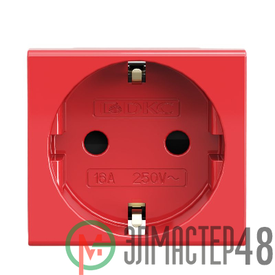 Розетка 1-м СП Viva 2мод. защ. шторки с заземл. красн. DKC 45015