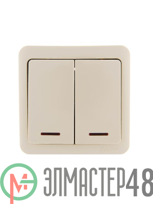 Выключатель 2-кл. ОП VIOLA 10А IP20 с подсветкой крем. LEZARD 751-0300-112