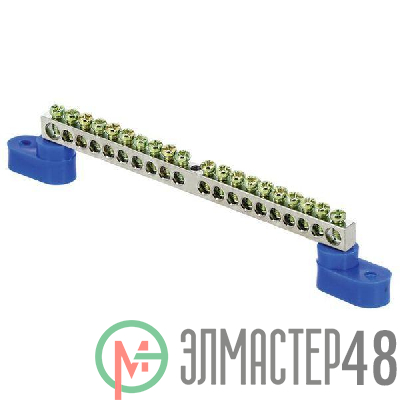 Шина нулевая N 6х9 20 отвер. никель 2 син. угловых изолятора PROxima EKF sn1-63-20-2