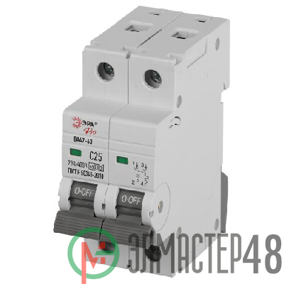 Выключатель автоматический 2п C 25А 4.5кА ВА47-63 PRO ЭРА Б0059424