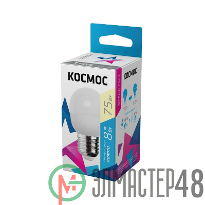 Лампа светодиодная GL45 8Вт 220В E27 3000К Космос Lksm_LED8wGL45E2730