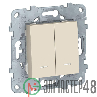Выключатель 2-кл. 2-мод. UNICA NEW с подсветкой 2х(сх.1а) беж. SchE NU521144N