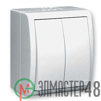 Выключатель 2-кл. ОП Simon15 10А IP54 бел. Simon 1594398-030