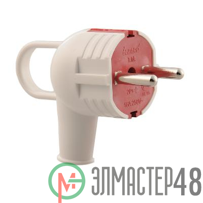 Вилка электрич. с ручкой с заземл. бел/красн. Lezard 715-0201-602