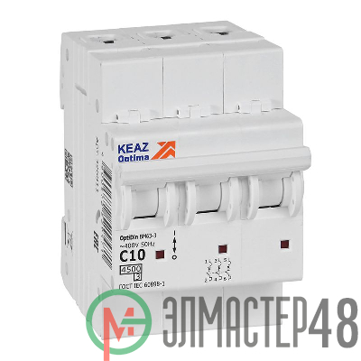 Выключатель автоматический модульный OptiDin BM63-3C10-4.5-УХЛ3 КЭАЗ 326811