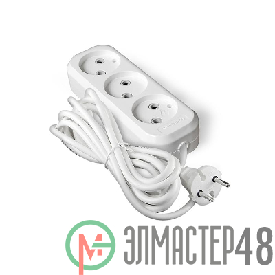 Удлинитель 3х3м без заземл. 10А IP20 Е-203 АБС-пл. ПВС 2х0.75 UNIVersal 9631964