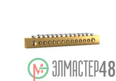 Шина PEN "земля-ноль" 8х12мм 14 отвер. латунь TOKOV ELECTRIC TKE-BSB-812-14-N/PEN