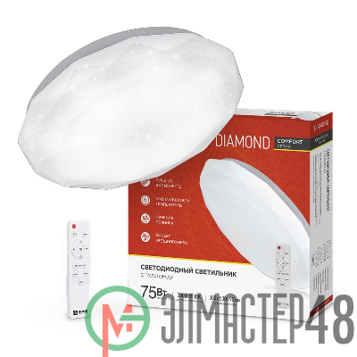 Светильник светодиодный COMFORT DIAMOND 75Вт 230В 3000-6500К 6000лм 480х80мм с пультом ДУ IN HOME 4690612034799