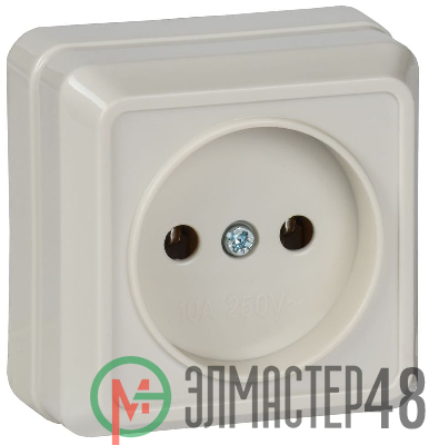 Розетка 1-м ОП Октава 10А IP20 без заземл. крем. ИЭК ERO10-K33-10-DC