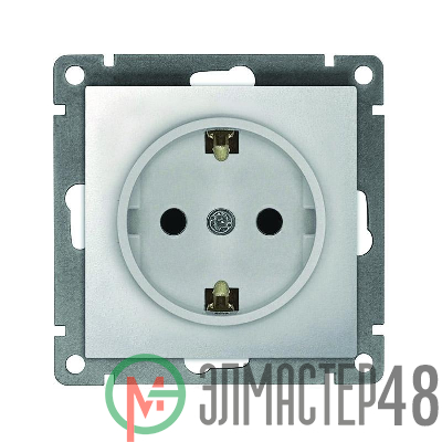 Розетка 1-м СП Афина 16А IP20 с заземл. механизм серебр. Universal A0028-S