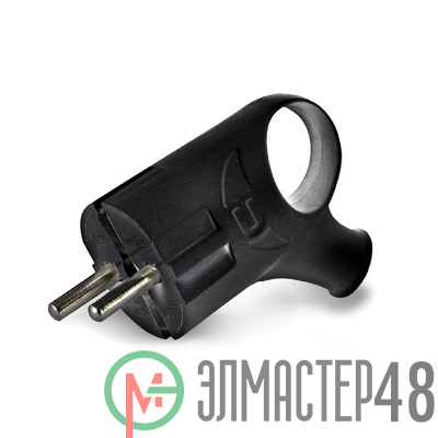 Вилка электрич. с заземл. угл. с ушком черн. 16А 250В (еврослот) UNIVersal А0112