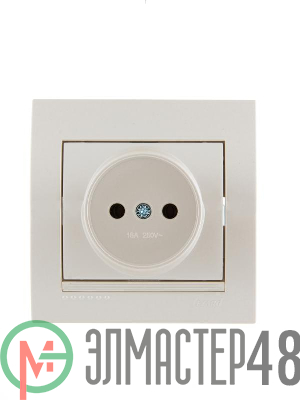 Розетка 1-м СП Deriy 16А IP20 без заземл. керамика жемчуж./бел. метал. LEZARD 702-3030-121