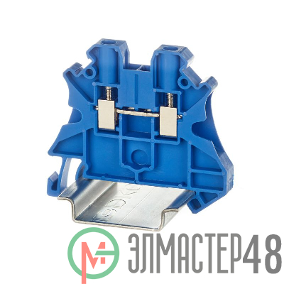 Клемма проходная винтовой зажим 2 точки подключения 4кв.мм син. DKC TUR-4-BU