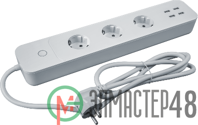 Удлинитель с управлением по WI-FI  3х1.5м +4USB NSH-PE-01 с заземл. 16А бел. Navigator 14557