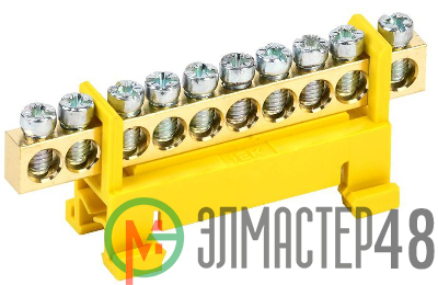 Шина PE "земля" на DIN-изол. "Стойка" ШНИ 6х9-10-С-Ж ИЭК YNN10-69-10P-K05