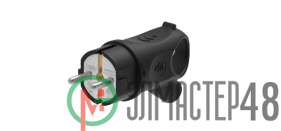 Вилка MultiSet 2К+З 16А/250В IP44 угловая каучуковая черн. SE MST1102BK