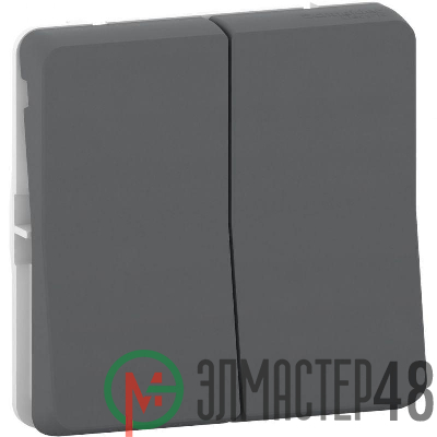 Механизм переключателя 2-кл. СП Mureva Styl 10А IP55 (сх. 6+6) антрацит SchE MUR35019