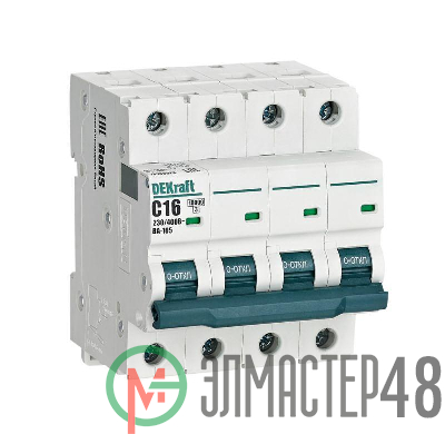 Выключатель автоматический модульный 4п C 16А 10кА ВА-105 DEKraft 13189DEK