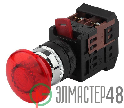 Кнопка AEAL-22 "Грибок" d22мм 1з+1р 240В с фиксацией BBG60-AEAL-K04E красн. ЭРА Б0045638