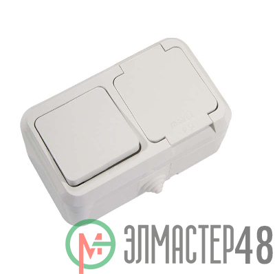 Блок ОП IP44 бел. (1кл. выкл.+роз/крыш) Makel 18350