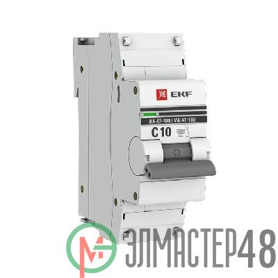 Выключатель автоматический модульный 1п C 10А 10кА ВА 47-100 PROxima EKF mcb47100-1-10C-pro